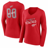 NHL Detroit Red Wings Women's Hustle Personalized Name & Number Long Sleeve V-Neck T-Shirt