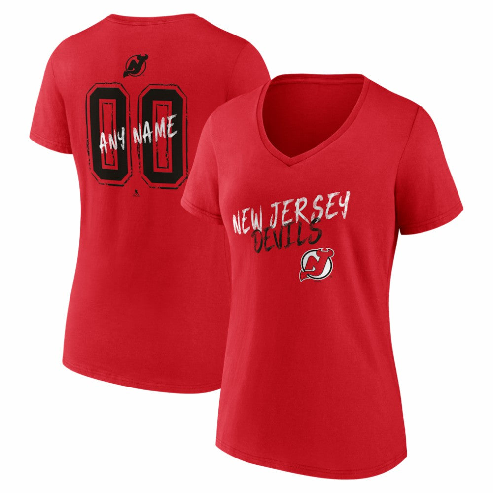 NHL New Jersey Devils Women's Hustle Personalized Name & Number V-Neck T-Shirt