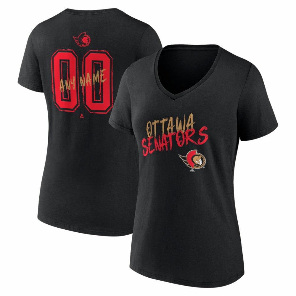 NHL Ottawa Senators Women's Hustle Personalized Name & Number V-Neck T-Shirt