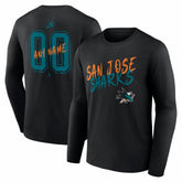 NHL San Jose Sharks Hustle Personalized Name & Number Long Sleeve T-Shirt
