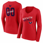 NHL Washington Capitals Women's Hustle Personalized Name & Number Long Sleeve V-Neck T-Shirt