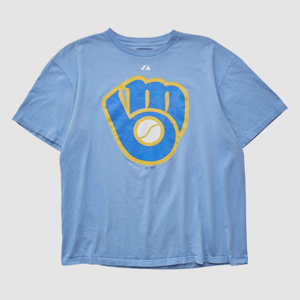 Light Blue Milwaukee Brewers Majestic 2000s T-shirt