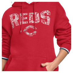 Red Cincinnati Reds Starter Women's Lace Team Lockup Fleece Hoodie