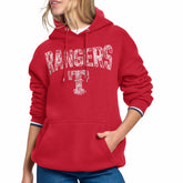 Red Texas Rangers Starter Women's Lace Team Lockup Fleece Hoodie