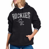 Black Colorado Rockies Starter Women's Lace Team Lockup Fleece Hoodie