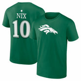 Bo Nix St. Patrick's Day Icon Name & Number T-Shirt - Denver Broncos T-shirts