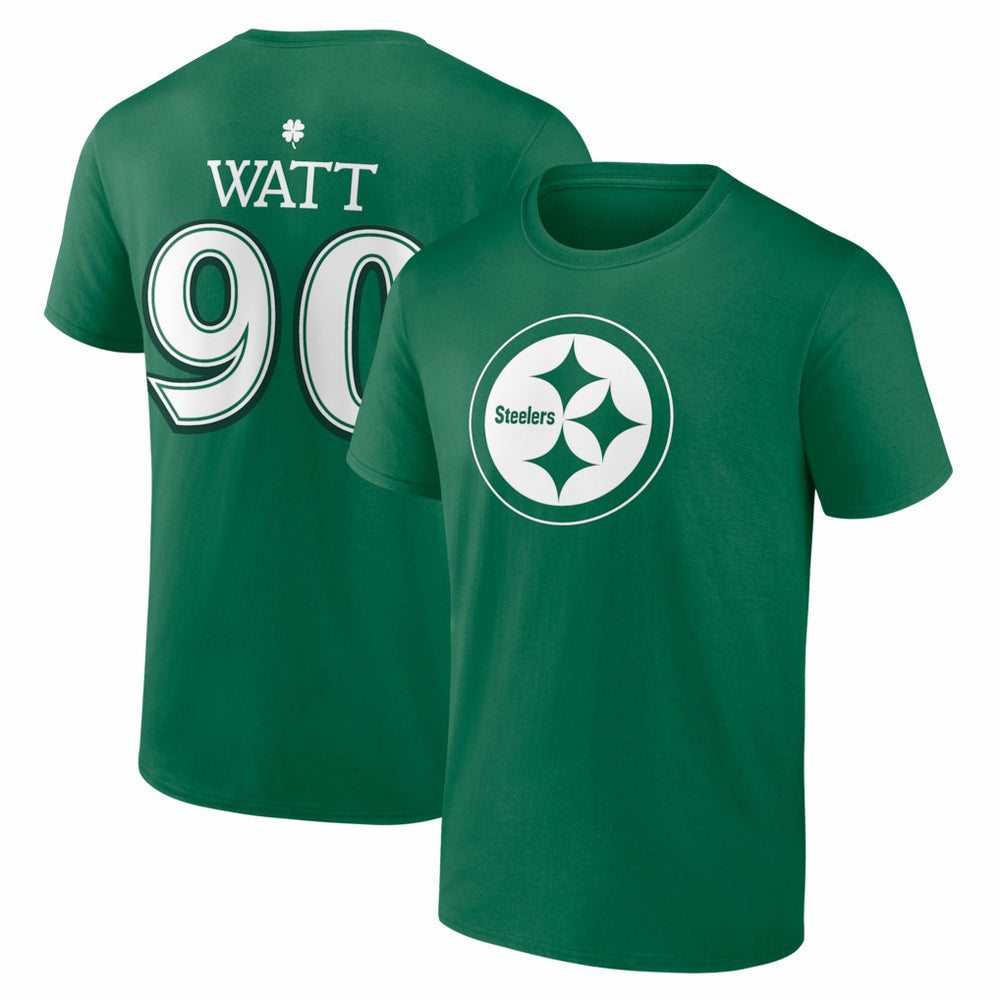 T.J. Watt St. Patrick's Day Icon Name & Number T-Shirt - Pittsburgh Steelers T-shirts