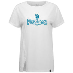 White San Diego Padres Levelwear Women's Blue Haven Influx Cornerstone T-Shirt