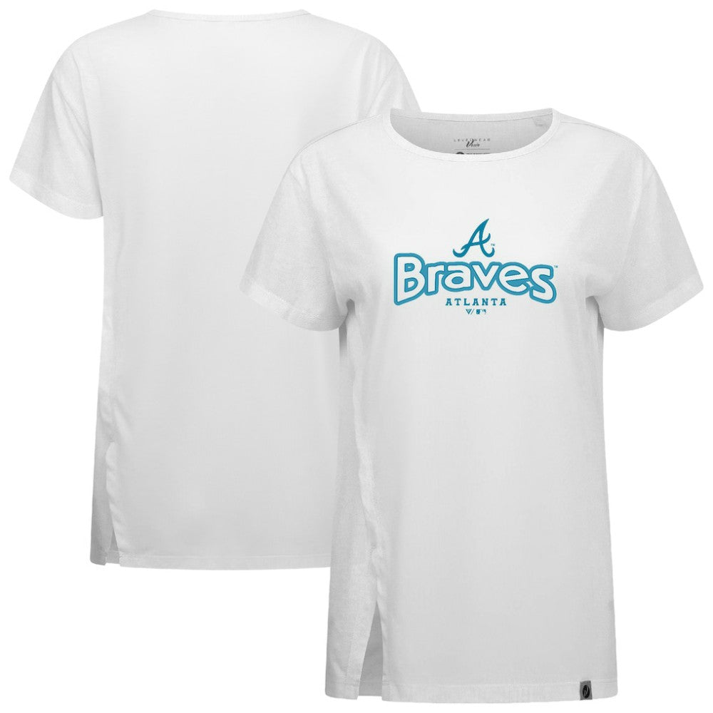 White Atlanta Braves Levelwear Women's Blue Haven Influx Cornerstone T-Shirt