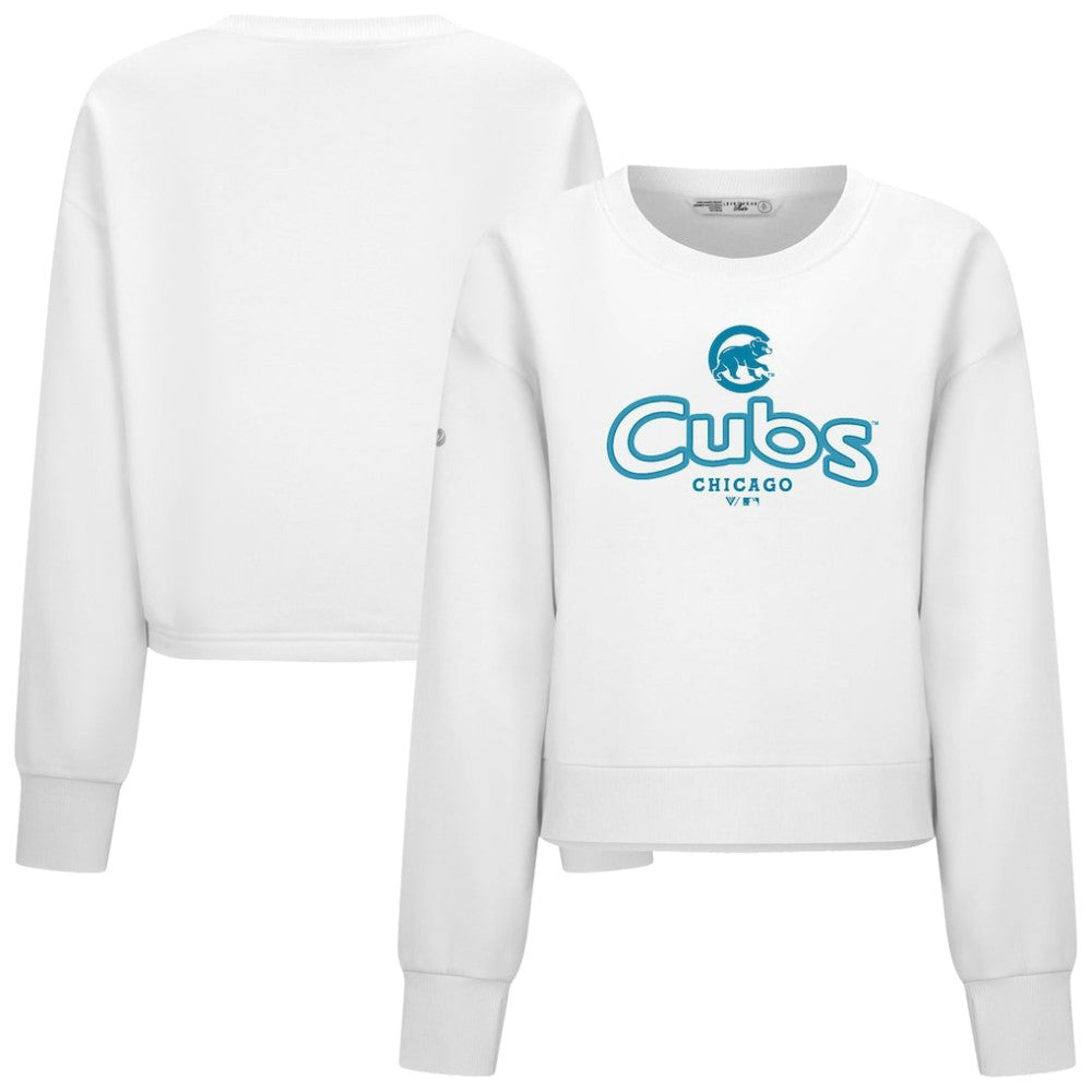White Chicago Cubs Levelwear Women's Judd Cornerstone Cropped Sweatshirt