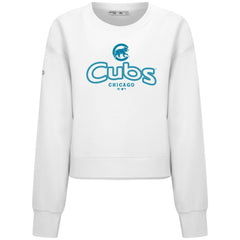White Chicago Cubs Levelwear Women's Judd Cornerstone Cropped Sweatshirt