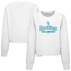 White Colorado Rockies Levelwear Women's Judd Cornerstone Cropped Sweatshirt