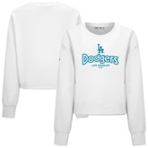 White Los Angeles Dodgers Levelwear Women's Judd Cornerstone Cropped Sweatshirt