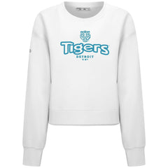 White Detroit Tigers Levelwear Women's Judd Cornerstone Cropped Sweatshirt