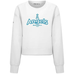 White Los Angeles Angels Levelwear Women's Judd Cornerstone Cropped Sweatshirt