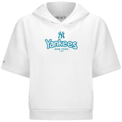 White New York Yankees Levelwear Women's Amber Short Sleeve Cornerstone Hoodie