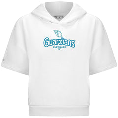 White Cleveland Guardians Levelwear Women's Amber Short Sleeve Cornerstone Hoodie