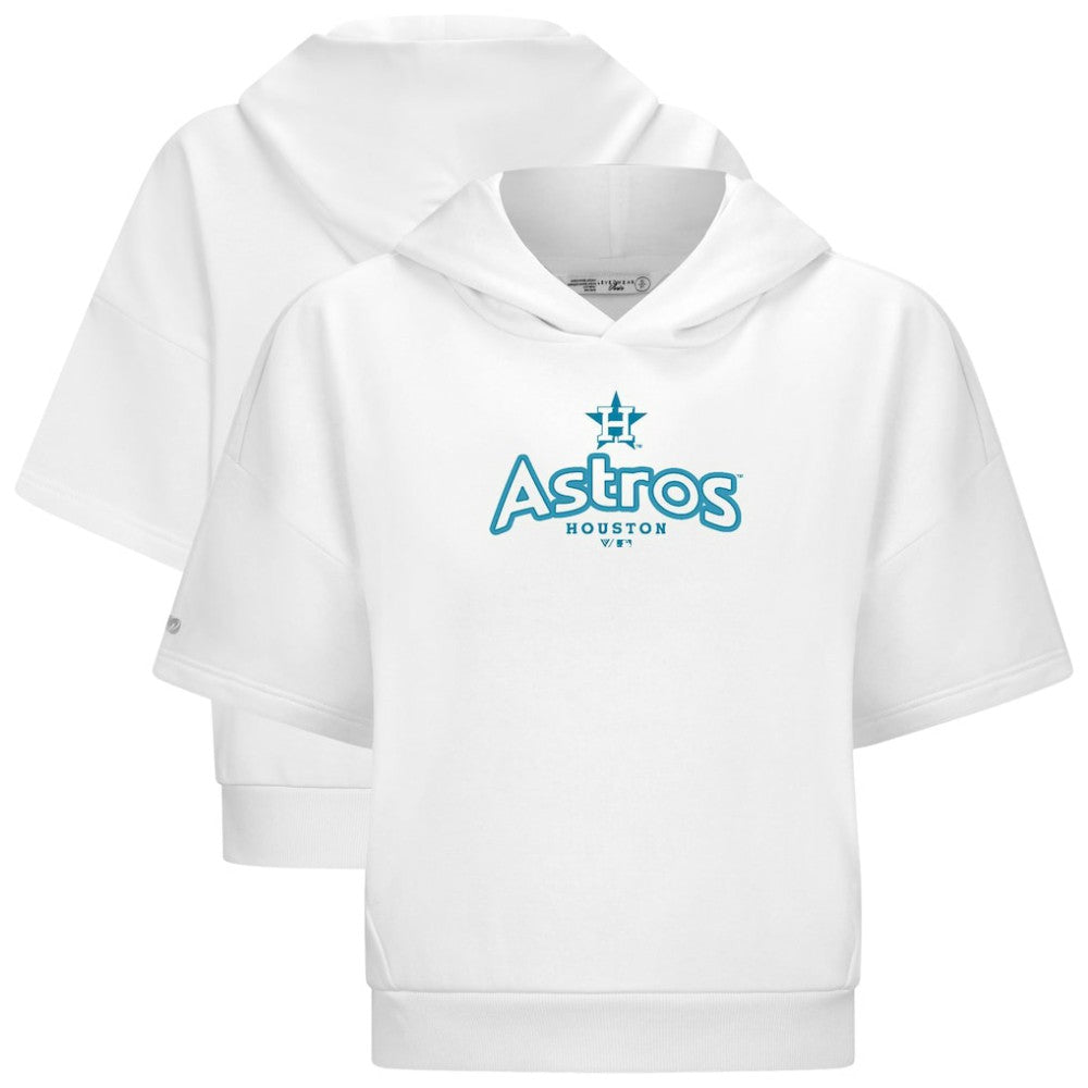 White Houston Astros Levelwear Women's Amber Short Sleeve Cornerstone Hoodie