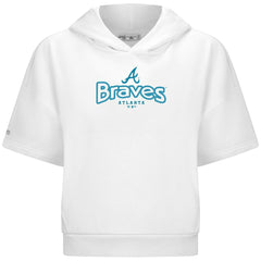 White Atlanta Braves Levelwear Women's Amber Short Sleeve Cornerstone Hoodie