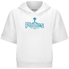 White Philadelphia Phillies Levelwear Women's Amber Short Sleeve Cornerstone Hoodie