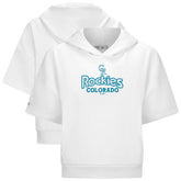 White Colorado Rockies Levelwear Women's Amber Short Sleeve Cornerstone Hoodie