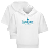 White Los Angeles Dodgers Levelwear Women's Amber Short Sleeve Cornerstone Hoodie