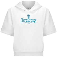 White San Diego Padres Levelwear Women's Amber Short Sleeve Cornerstone Hoodie