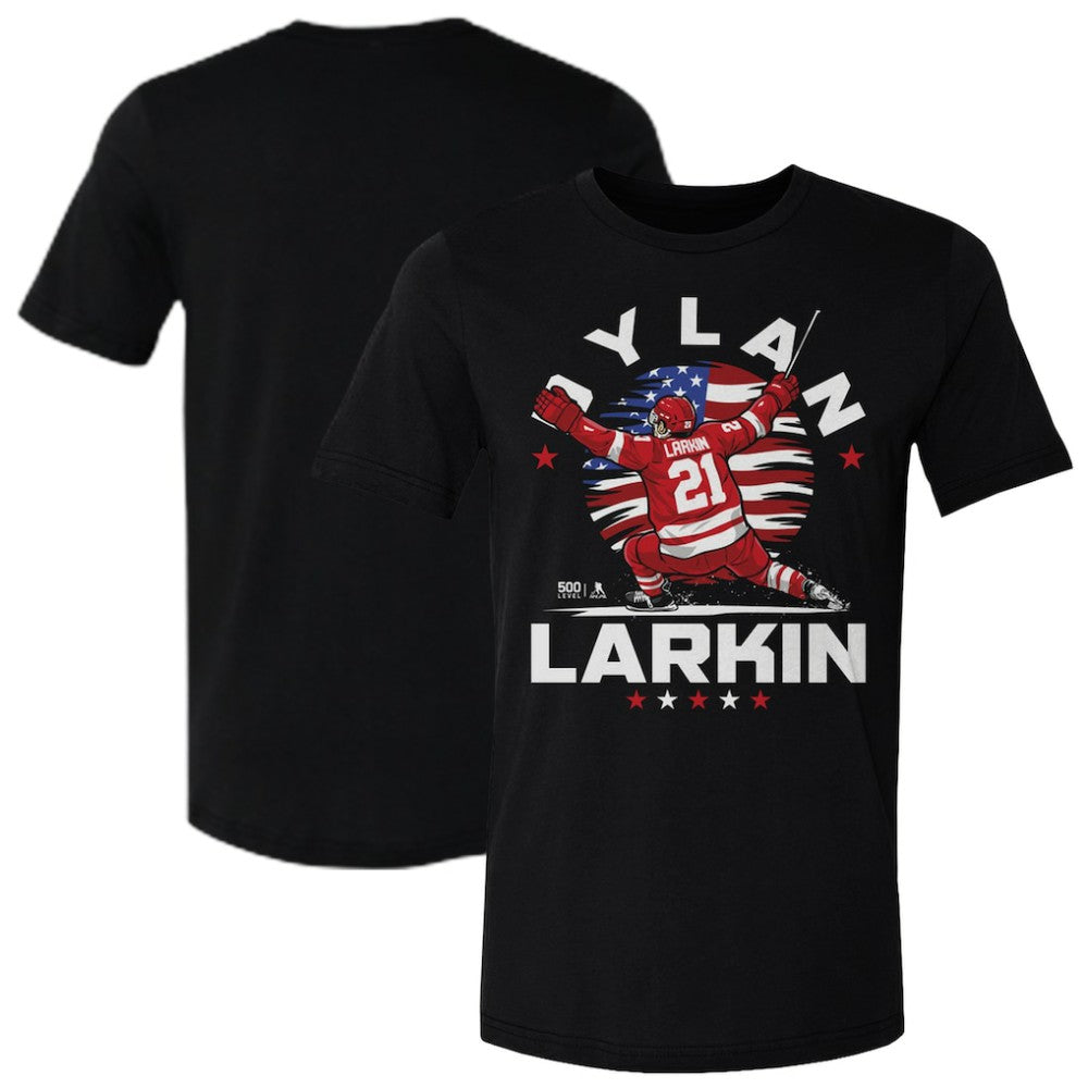NHL Dylan Larkin US Men's Hockey 500 Level Flag T-Shirt