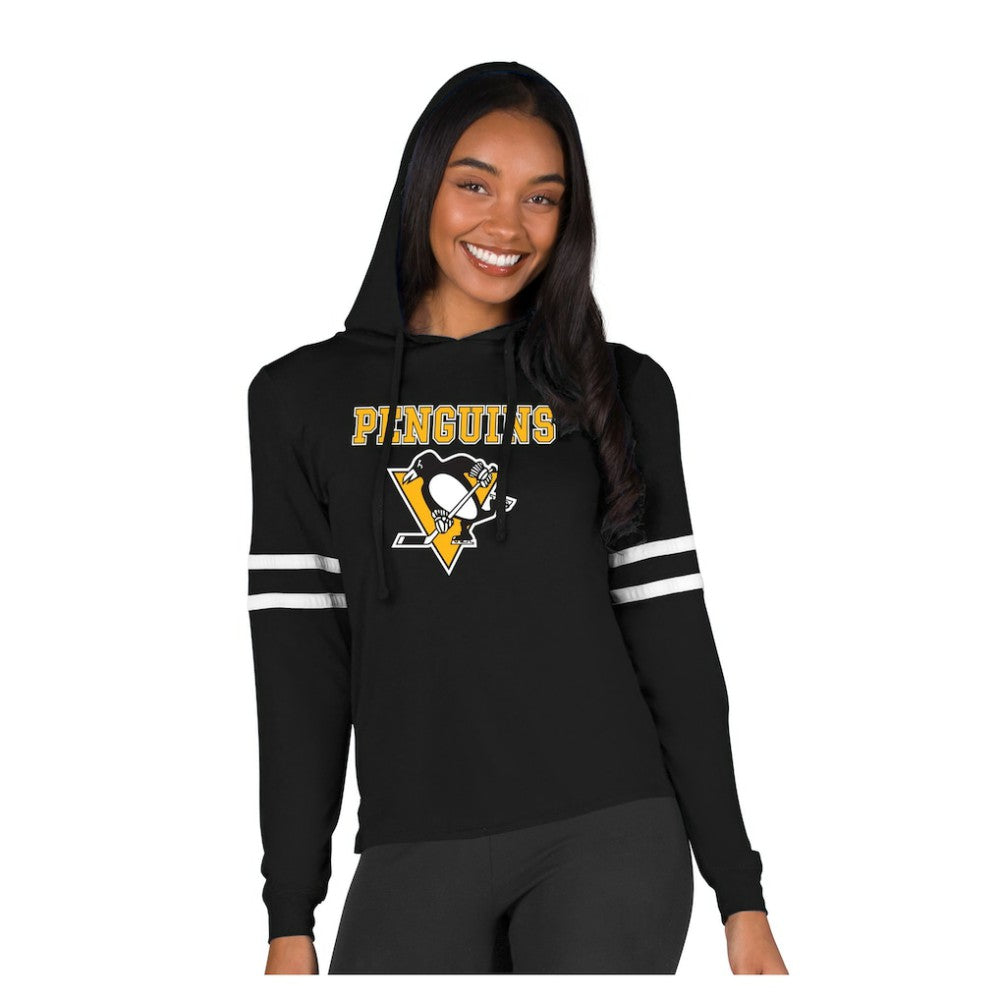 NHL Pittsburgh Penguins Concepts Sport Women's Marathon Long-Sleeve Hooded T-Shirt
