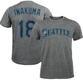 Gray Hisashi Iwakuma Seattle Mariners Majestic Threads Premium Tri-Blend Name & Number T-Shirt
