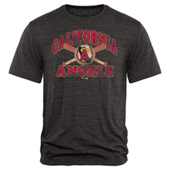 Black Los Angeles Angels Cooperstown Bats Tri-Blend T-Shirt