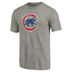 Ash Chicago Cubs Distressed Team Tri-Blend T-Shirt