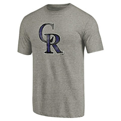 Ash Colorado Rockies Distressed Team Tri-Blend T-Shirt