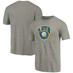 Ash Milwaukee Brewers Distressed Team Tri-Blend T-Shirt