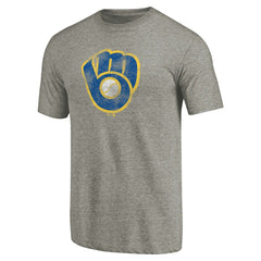Ash Milwaukee Brewers Distressed Team Tri-Blend T-Shirt