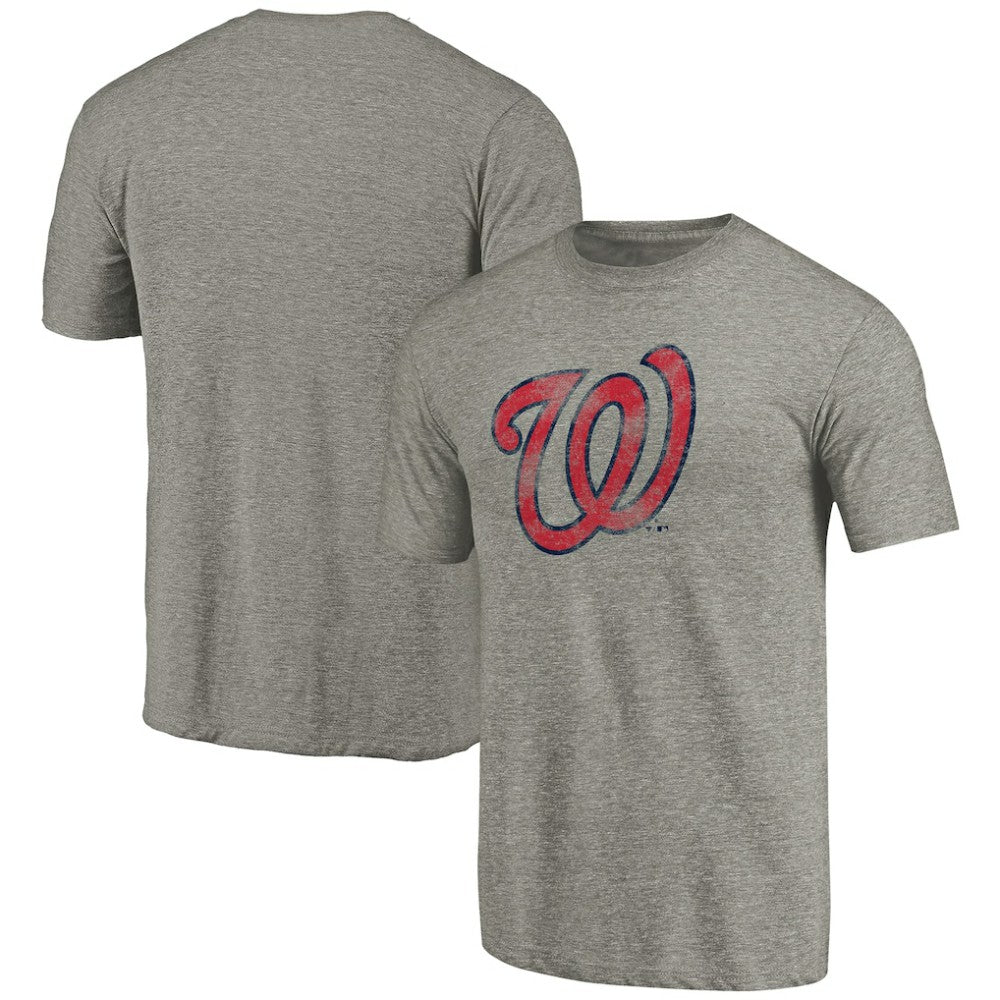 Ash Washington Nationals Distressed Team Tri-Blend T-Shirt
