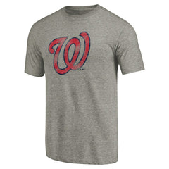 Ash Washington Nationals Distressed Team Tri-Blend T-Shirt