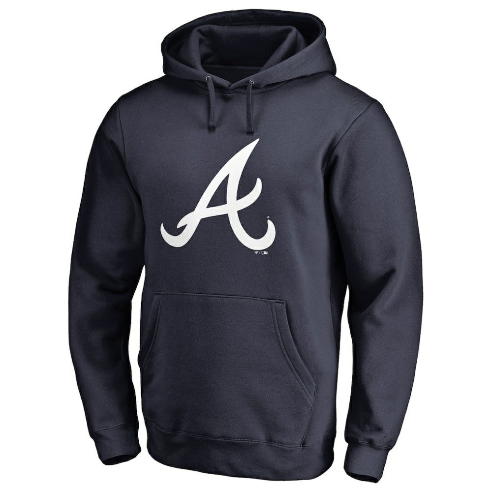 Navy Atlanta Braves Official Logo Fitted Pullover Hoodie
