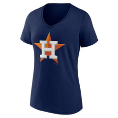 Navy Houston Astros Women's Team Color Primary Logo V-Neck T-Shirt