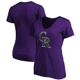 Purple Colorado Rockies Women's Secondary Color Primary Logo T-Shirt