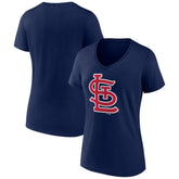 Navy St. Louis Cardinals Women's Secondary Color Primary Logo T-Shirt