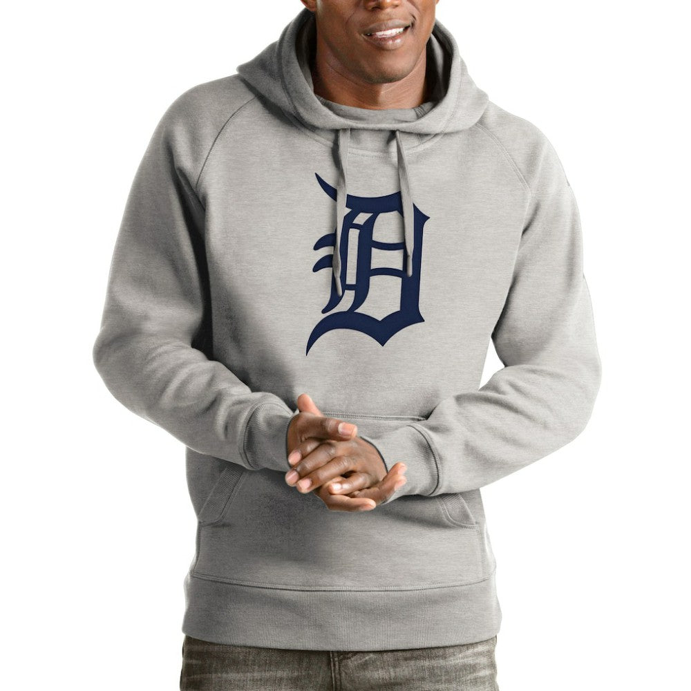 Heathered Gray Detroit Tigers Antigua Victory Pullover Hoodie