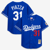 Royal Mike Piazza Los Angeles Dodgers Mitchell & Ness Cooperstown Collection Mesh Batting Practice Button-Up Jersey