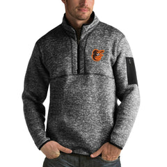 Heathered Black Baltimore Orioles Antigua Fortune Half-Zip Sweater