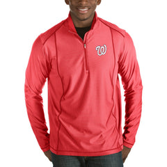 Heathered Red Washington Nationals Antigua Tempo Half-Zip Pullover Jacket