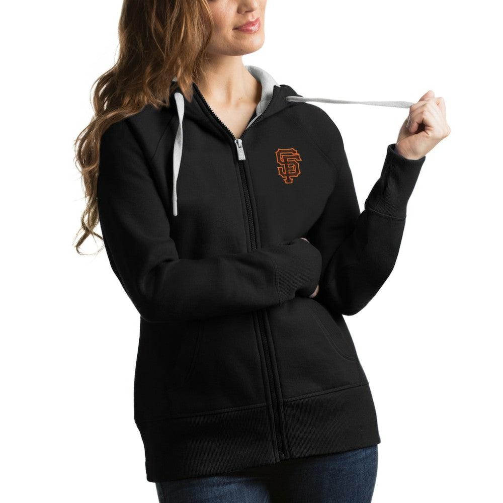 Black San Francisco Giants Antigua Women's Victory Full-Zip Hoodie