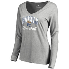 Ash Kansas City Royals Women's Victory Script Long Sleeve T-Shirt