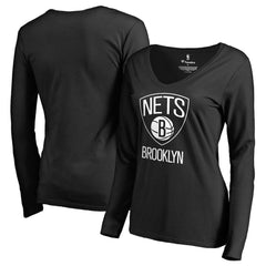 Brooklyn Nets Women's Primary Logo V-Neck Long Sleeve T-Shirt