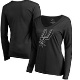 San Antonio Spurs Women's Primary Logo V-Neck Long Sleeve T-Shirt