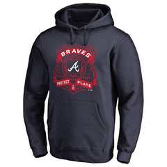 Navy Atlanta Braves Police Badge Pullover Hoodie